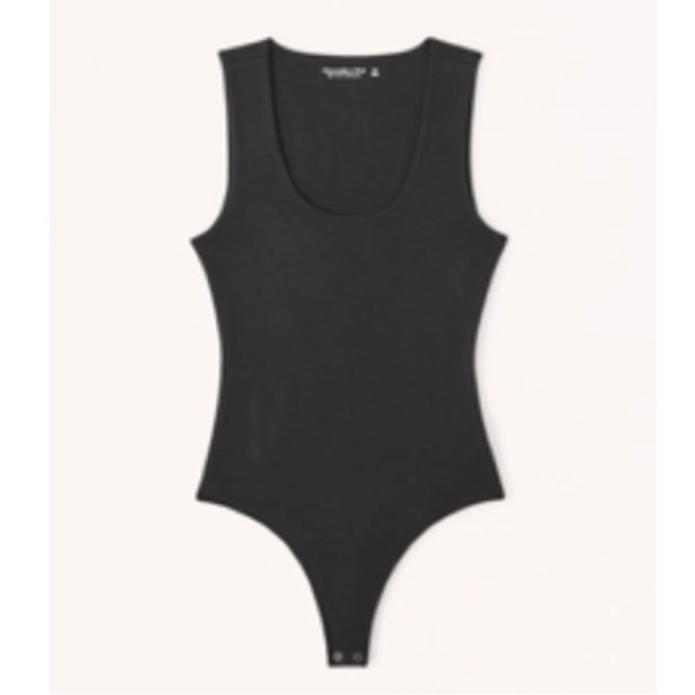 A&F Black Cotton Seamless Fabric Scoopneck Bodysuit